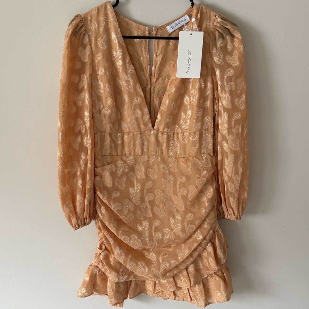 Graduation Dress Gold Floral Mini Dress Size 8 New with Tags - Picture 11 of 11